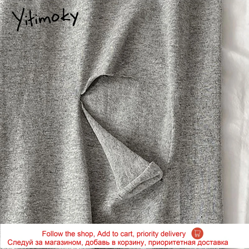 

Yitimoky Drawstring Sweatpants Hole Streetwear Women Pants High Waist Summer 2021 Wide Leg Pants Solid Elastic Loose Casual New