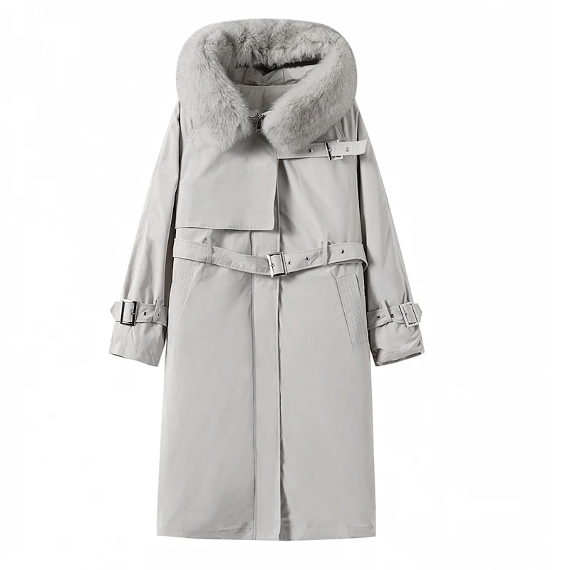 Женский пуховик с капюшоном Janveny Толстая теплая длинная парка на 90% белом утином