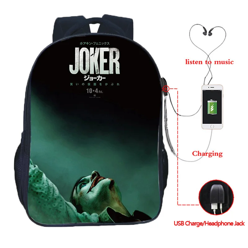 18 16 Inch High Quality Joker USB Charge School Bags Students School Rucksack Boys Girls USB Charging Joker Travel Backpack Gifts - Color: 18