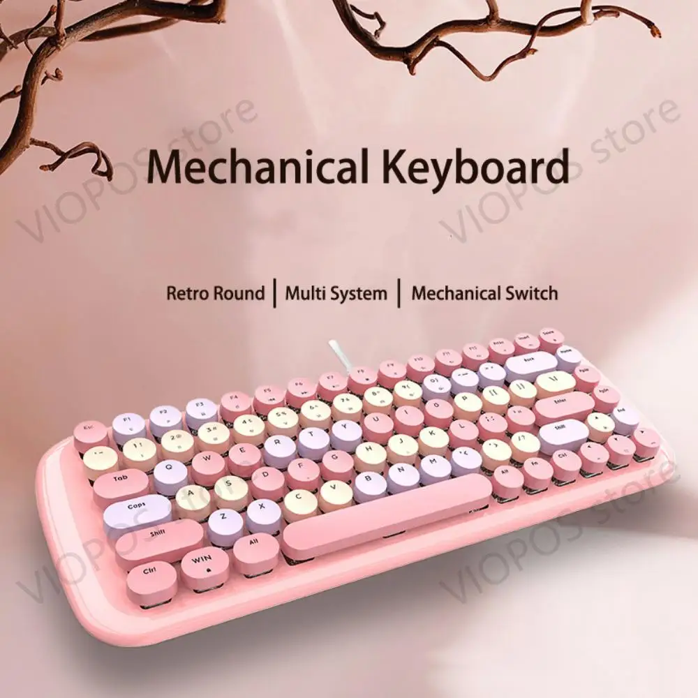 

Mofii Candy Gaming Mechanical Keyboard Wired Girl Round Keycaps Blue Switch Office Keyboards With Backlight For Notebook/Tablet