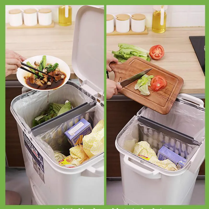 Бытовая корзина для мусора двухслойная с крышкой большая креативная кухонная