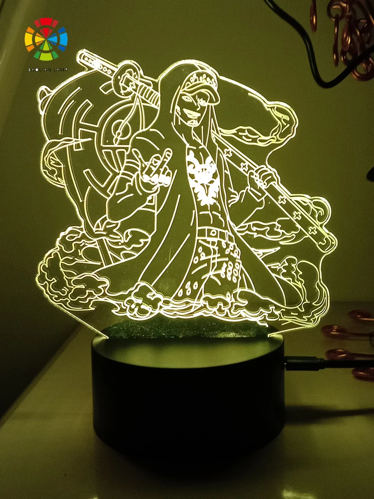 One piece trafalgar law для дома украшения ночник аниме фигурки декор комнаты светодиодная