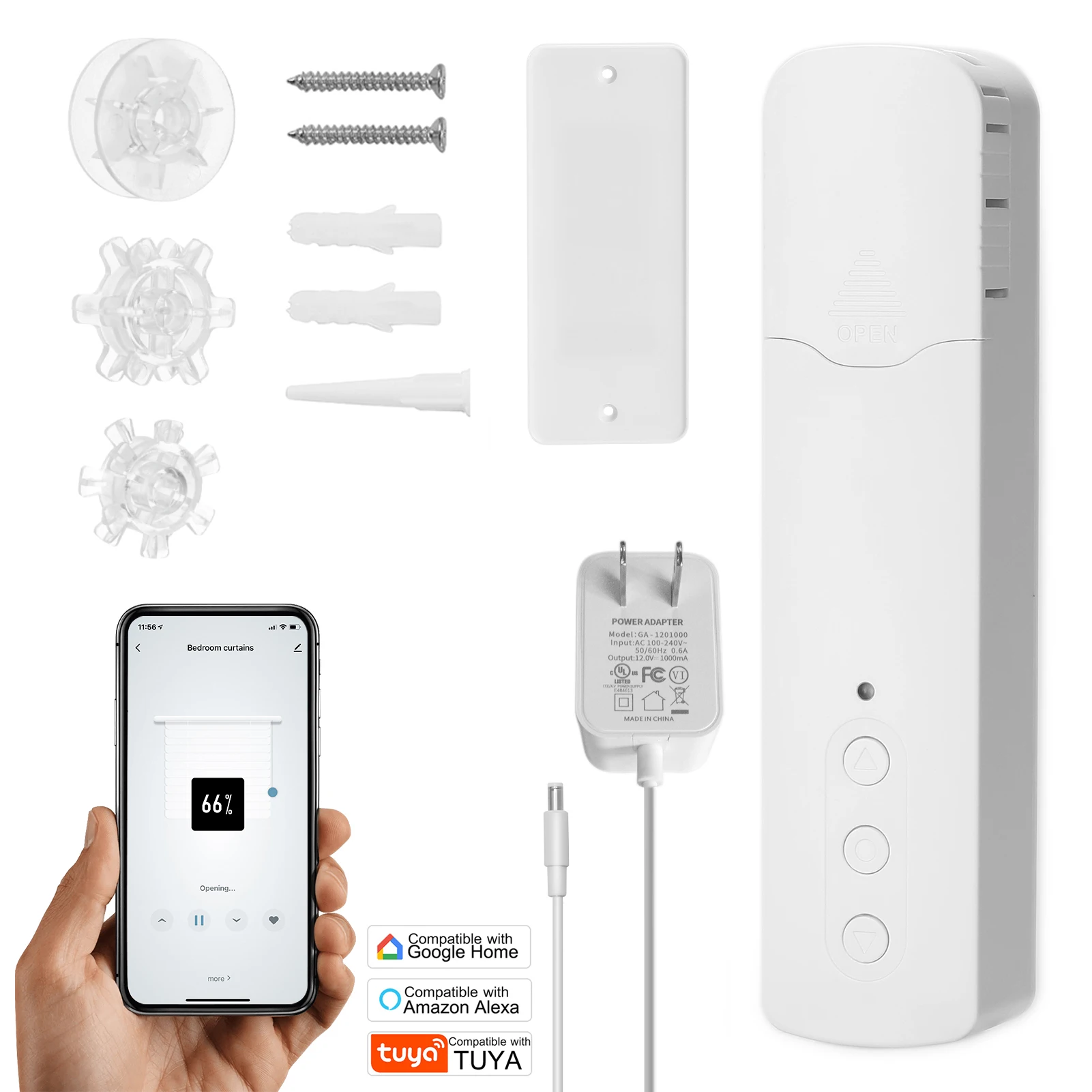 

Tuya WiFi TM616EGWT Intelligent Pull Bead Curtain Motor Intelligent Electric Curtain Motors Phone APP Control Voice Control