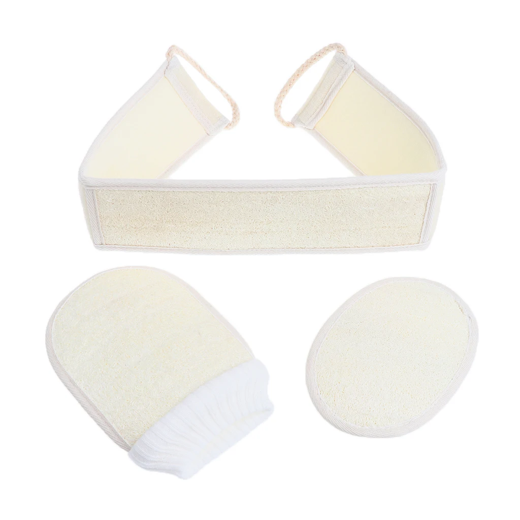 

3pcs Natural Loofah Bath Shower Towel Back Scrubber Set for Home
