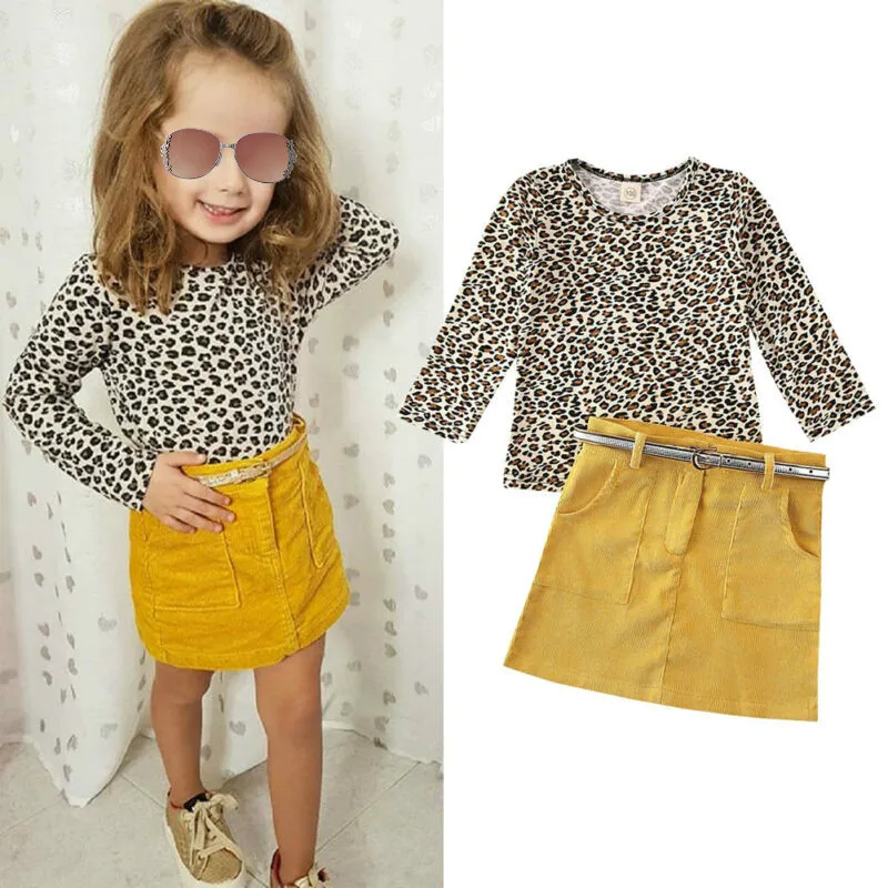 От 1 до 5 лет Комплекты одежды для маленьких девочек с леопардовым принтом топ