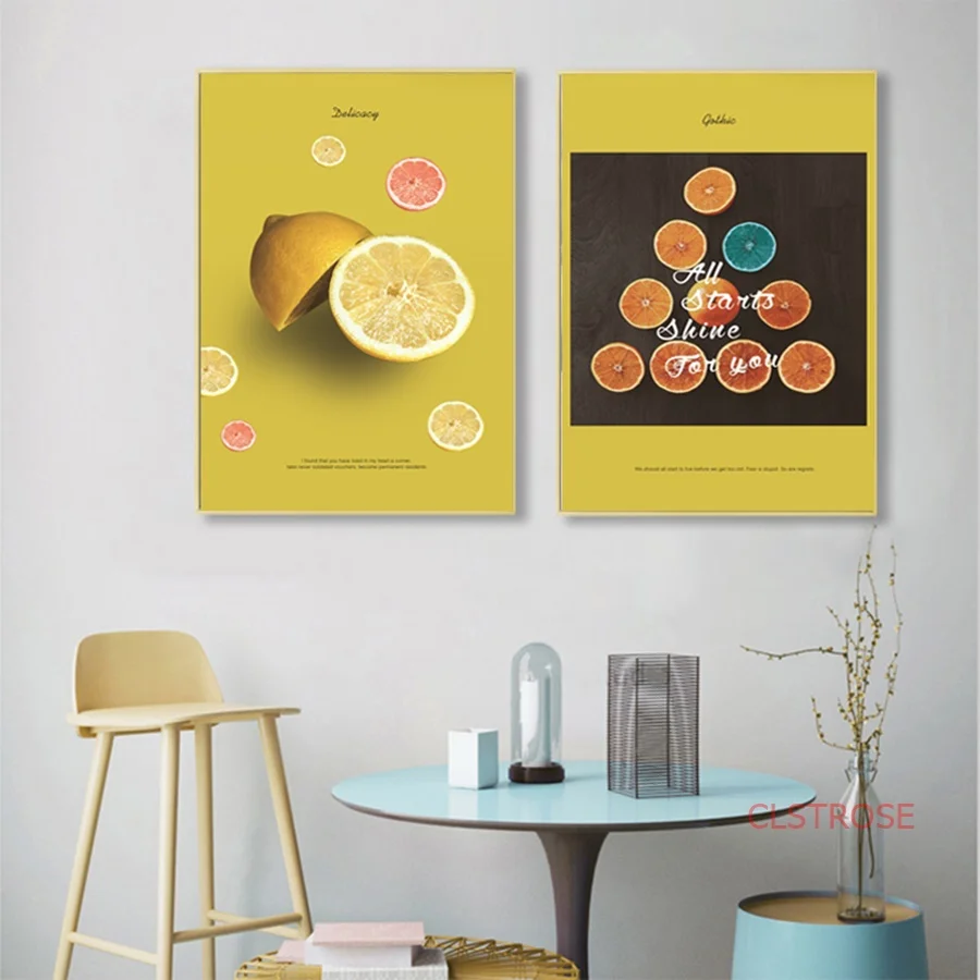 Modern Minimalist Nordic Poster Fashion Gourmet Orange Yellow Canvas Painting Home Decoration Living Room Wall Art Pictures | Дом и сад