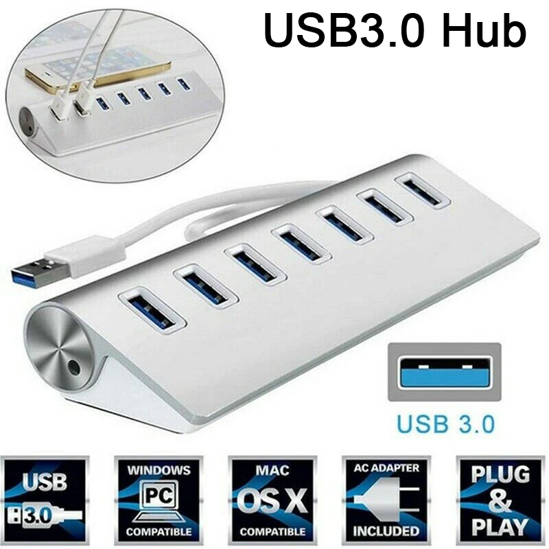 

USB HUB 3.0 HUB USB 2.0 HUB Multi USB Splitter Adapter 7 Ports Speed with Micro USB Charging Port for PC Laptop HUB USB
