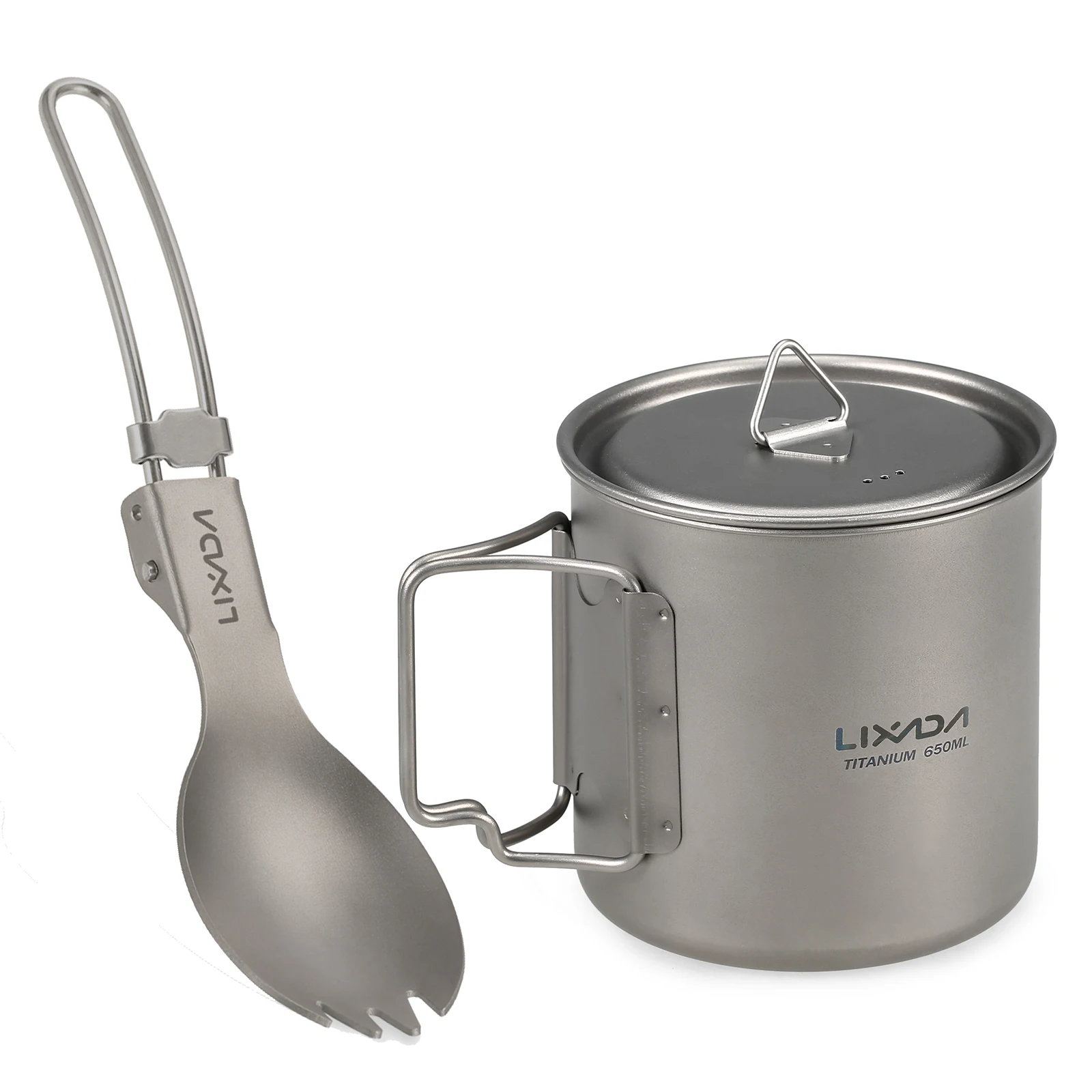 

Cookware Set 300ml/350ml/420ml/550ml/650ml/750ml Ultralight Titanium Cup With Folding Dinner Spork Tableware Christmas Gift New