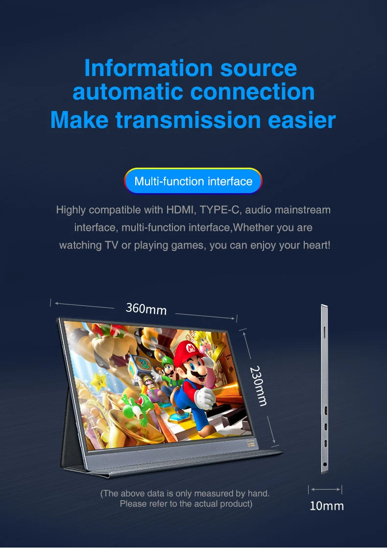 Новинка 15,6 дюймов 4K портативный компьютерный монитор PC TYPE-C HDMI PS4 Xbo x360 1080P ips FHD светодиодный USB-C монитор дисплей для Raspberry Pi