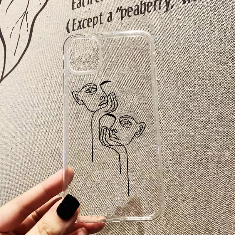 Funny Abstract Art Lines Fashion Phone Cases Cartoon Women Clear Cover For iphone 11 12 13 Pro Max SE 2020 7 8 Plus XR XS XS MAX
