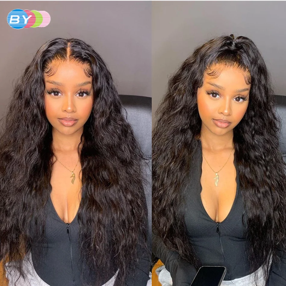 

Water Wave 4x4 Lace Closure Wig Human Hair Wig 100% Remy Hair 28 Inch Long Human Hair Wigs For Women 250% Density Wet and Wavy