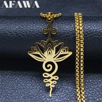 stainless steel yoga lotus hippie necklace womenmen silver color statement necklace jewelry cha%c3%aene acier inoxydable n7067s02