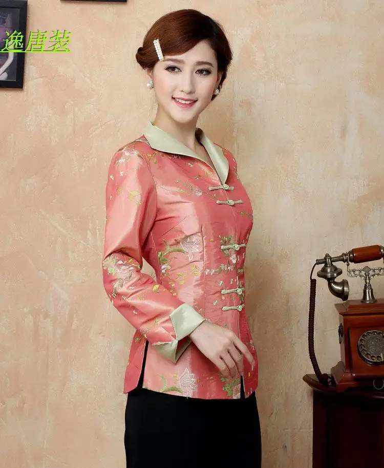 Женская куртка с отложным воротником пиджак цветочной вышивкой в китайском