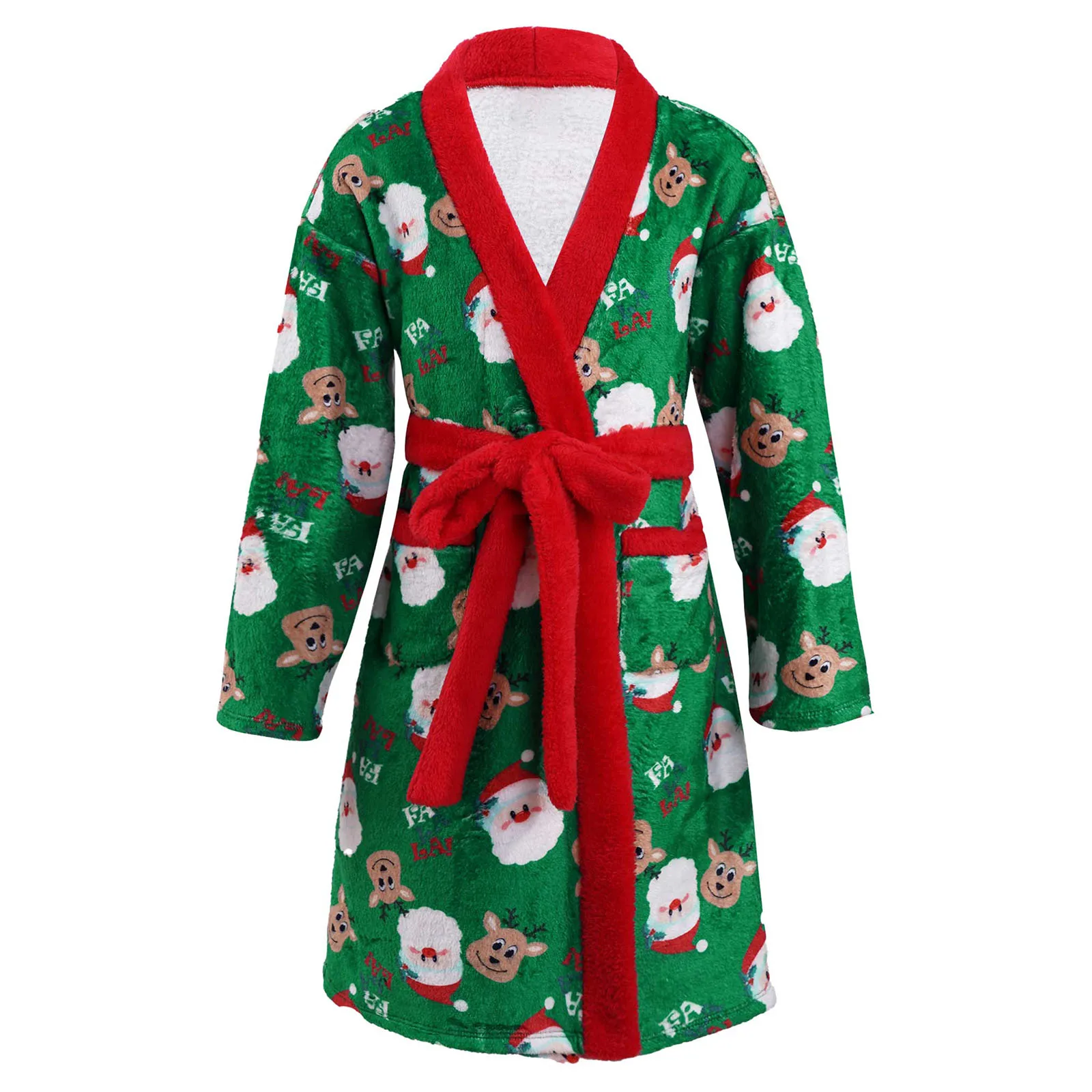

2021 Winter Kids Girls And Boys Christmas Pajamas Children Bath Robes Santa Claus Elk Print Nightgown Sleepwear Robe 4-14 Years