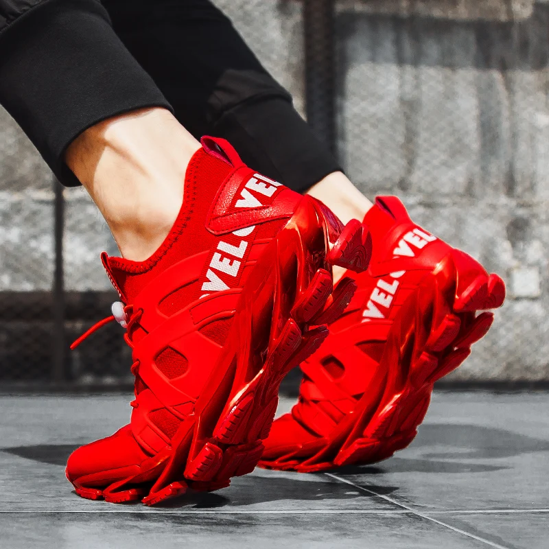

Autumn Red Blade Running Shoes Man High Top Spring Ankle Boots Shoes Male Light Shock Absorber Sports Shoes Zapatos Men Sneakers