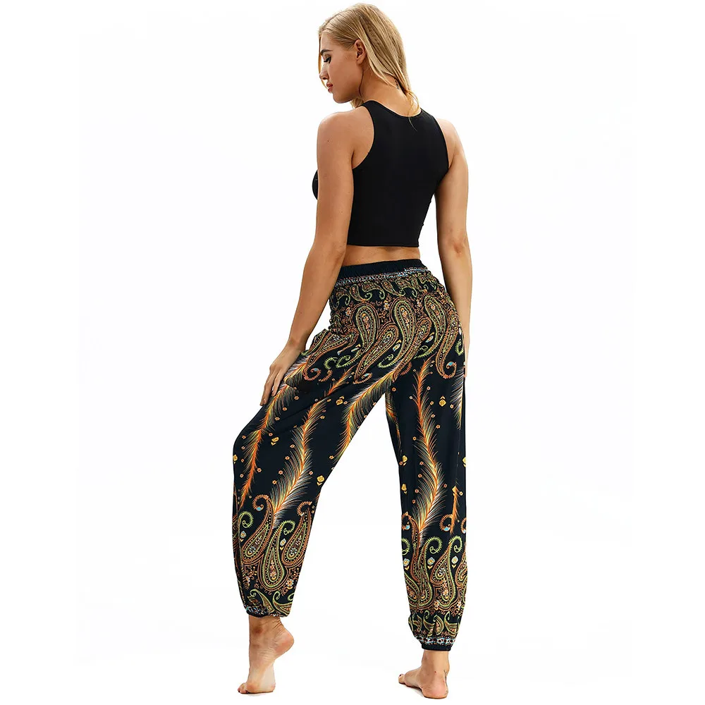 

Women Baggy Pants Harem Boho Hippie Wide Leg Gypsy Palazzo Casual Plus Size Floral Trousers Aladdin Ladies Spodnie Damskie #T2G