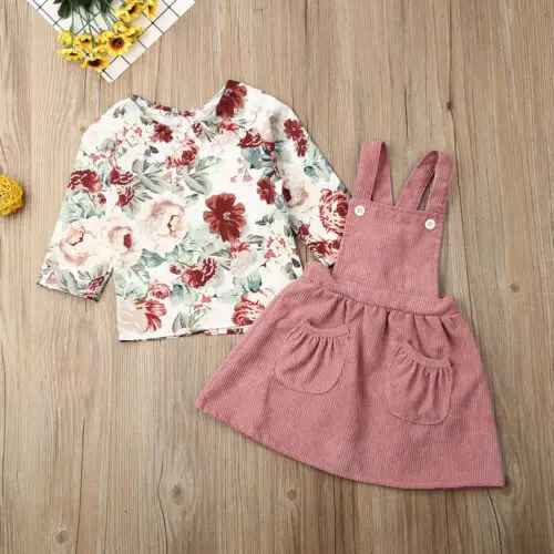 Модная осенняя одежда для малышей топы с длинными рукавами и цветочным принтом