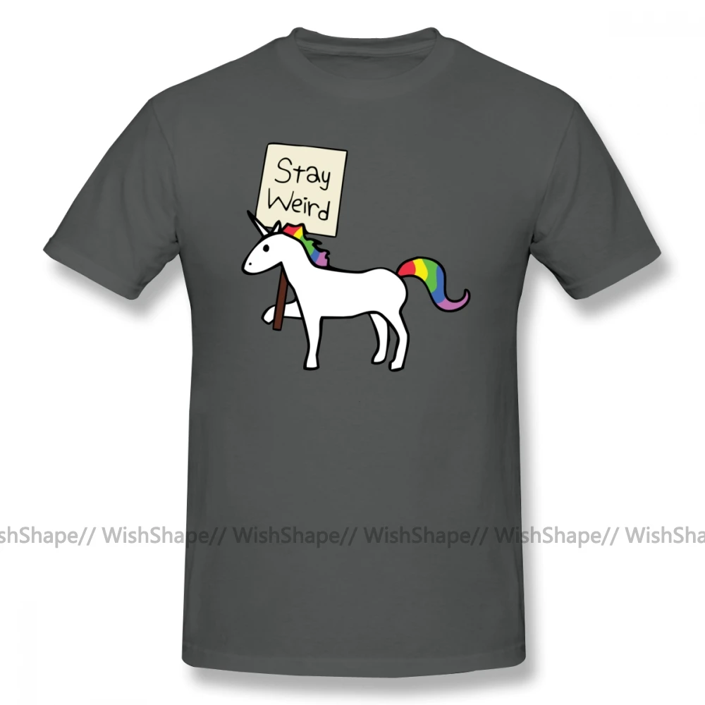 Странная футболка оставайтесь странным Единорог Футболка мужская с мультяшным