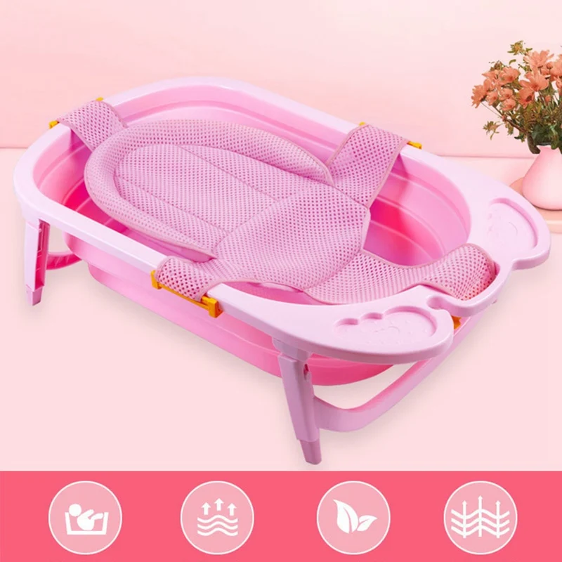 

Baby Shower Bath Tub Pad Non-Slip Bathtub Seat Support Mat Newborn Safety Security Bath Support Cushion Foldable Soft Pillow