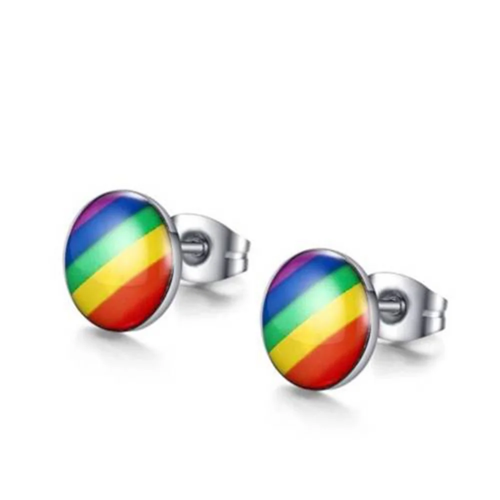Модные Радужный Флаг серьги гвоздики с гордостью браслеты подвесками из