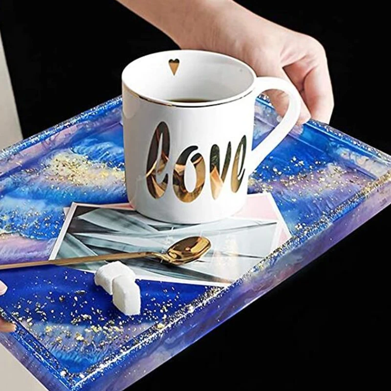

Rectangle Tray Epoxy Resin Mold Fruit Plate Board Cup Mat Coaster Silicone Mould T21F