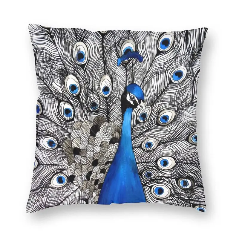 

Peacock Feather Pattern Pillowcover Home Decorative Anima Cushion Cover Throw Pillow for Living Room Double-sided Printing
