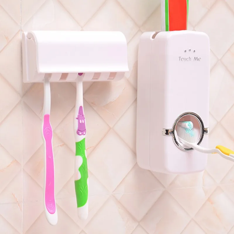 

Personalized Toothpaste Distributor, Automatic Toothpaste Squeezer, With Wall Mounted Toothbrush Holder, 5 Sets Of Toothbrush Ho