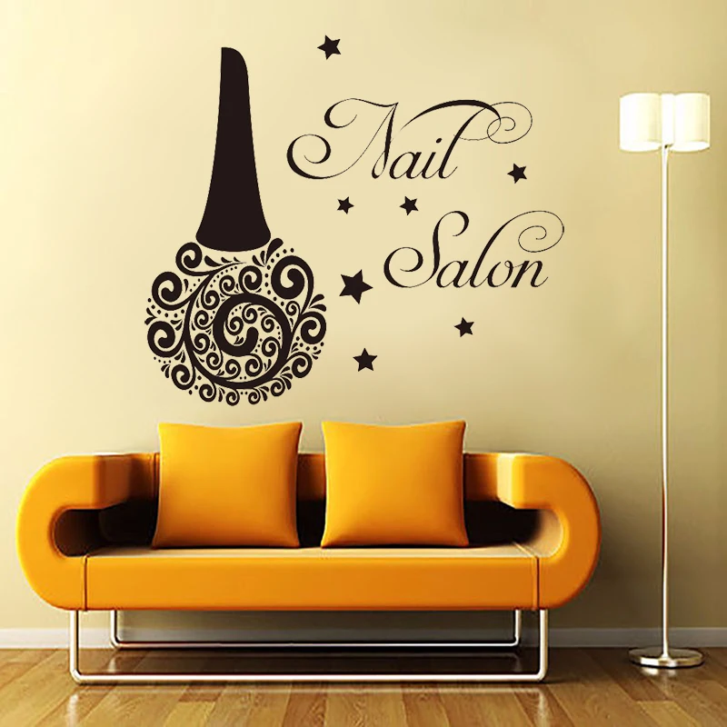 Наклейка на стену для салона красоты виниловая бутылка ногтей лак ручная красота