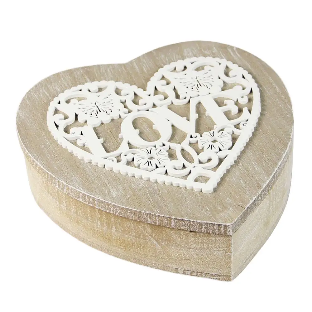 

Retro Heart Shaped Jewelry Box Wooden Earrings Storage Boxes Makeup Cosmetic Earrings Ring Desk Rangement Make Up Organizer