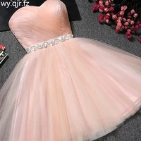 hjzy 75evening dress short prom graduation classmate party dresses pink red champagne blue wholesale girl birthday suit lace up