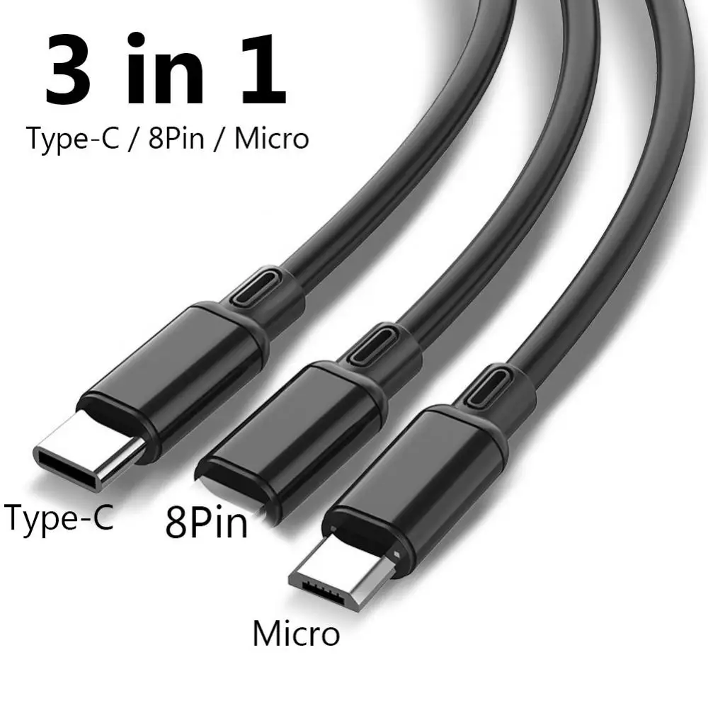 3 в 1 Выдвижной Кабель с разъемом Micro USB Type-C 3A Быстрый зарядный кабель для передачи