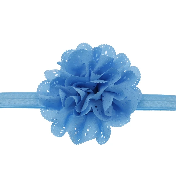 blue Детские повязки на голову полые шифоновые цветы эластичная Детская повязка на голову с цветком Головные уборы Детские волосы для куклы аксессуары - Цвет: blue