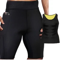 men hot sweat shaper sauna pants slim shorts body shaper slimming vest with belt weight loss neoprene fat burner sports shorts