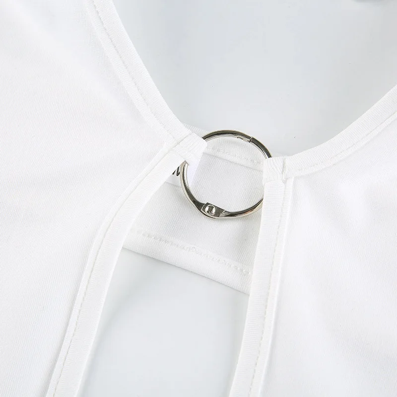 

Fashion Bodycon Rompers Womens Jumpsuit Sleeveless Casual Club Wear Side Hollow Out Jumpsuits Metal Ring Backless Outfits