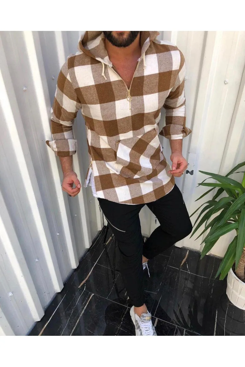 Повседневная одежда Novo outono marca de moda roupas masculinas ajuste fino dos homens camisa manga comprida xadrez