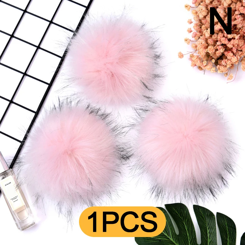 

12cm False Hairball Hat Ball Pom Pom DIY Ball Wholesale Cap Accessories Multicolor Faux Fox Fur PomPom With Buckle