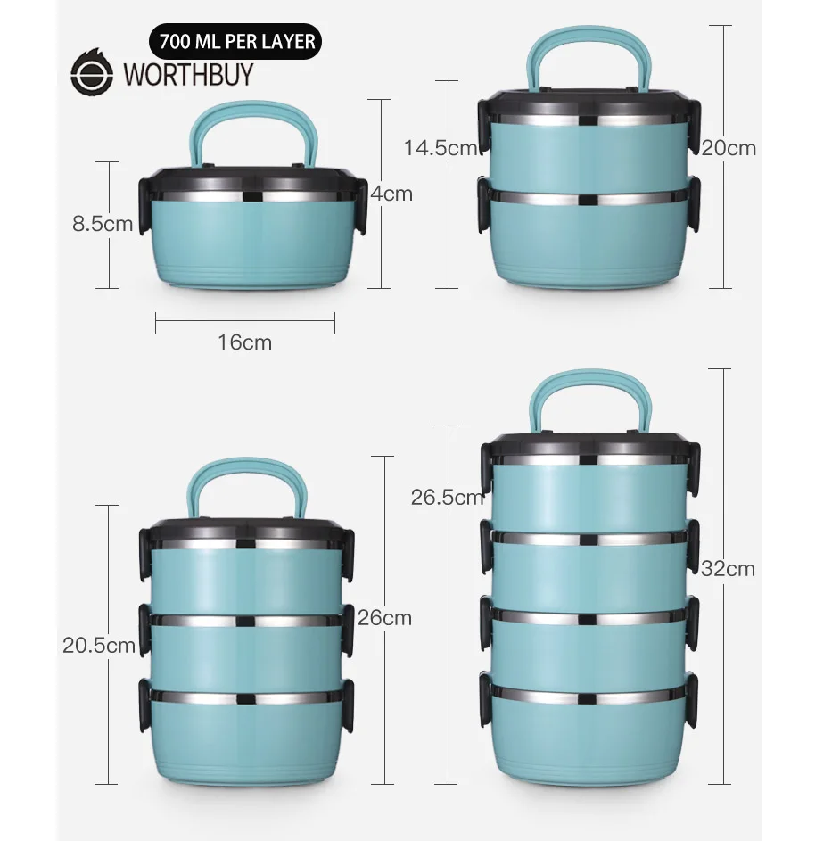 

WORTHBUY Japanese Thermal Lunch Box For Kids Stainless Steel Food Container Leakproof Bento Box Children School Food Box