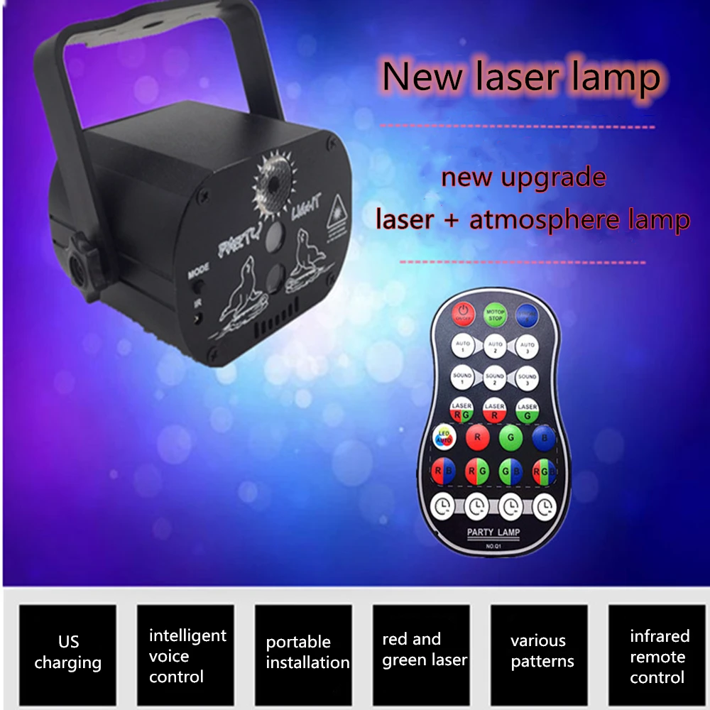 60 моделей RGB сценический светильник 5 в USB перезарядка лазерная проекционная