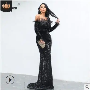 Осенне зимние новые женские сексуальные платья с длинным рукавом блестками и