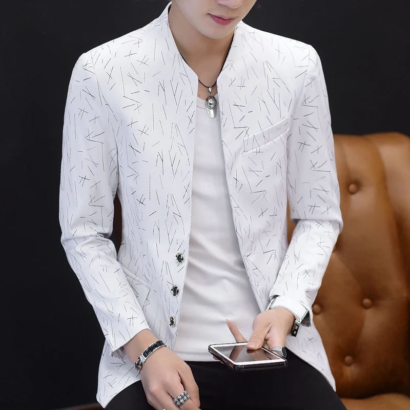 Мужской приталенный Блейзер в китайском стиле Мужская Дизайнерская туника