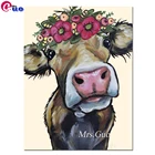 Алмазная картина Корова с цветочной короной, вышивка крестиком с животными, милая корова, мозаика для домашнего декора, подарки