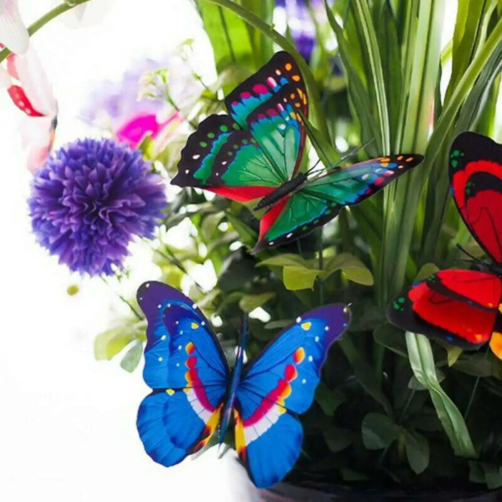 

50pcs Luminous 10cm Skewer-Luminous Simulation Butterfly Garden Decoration Flower Arrangement Supplies