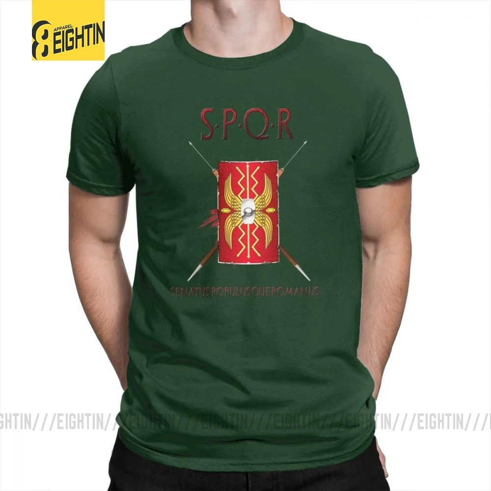 SPQR футболки, хлопок, Классическая футболка с коротким рукавом, новинка, Круглый ворот, мужские футболки, большой размер, принт, дышащие, Новинка - Цвет: Forest Green
