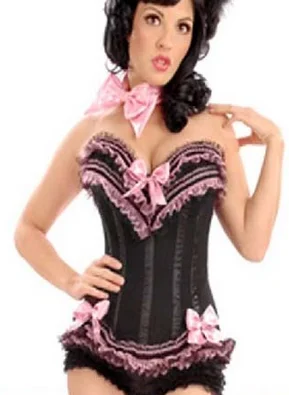 Женский сексуальный корсет Burlesque черный красный топ со шнуровкой бюстье с