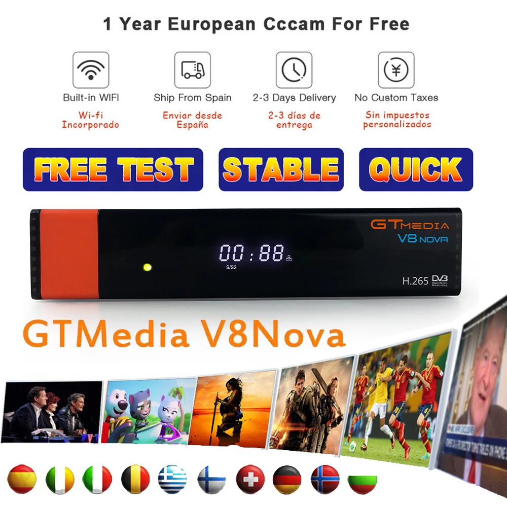 Gtmedia v8 спутниковый искатель lnb freesat v8 с cccam Испания cline на 1 год Европа/decodificador tv satelital бесплатно dvb s2