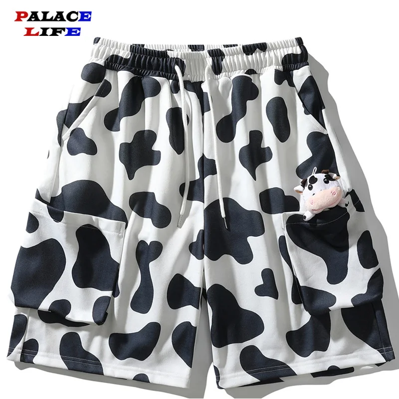 

Шорты мужские с принтом в стиле хип-хоп, уличная одежда из мягкого полиэстера, свитшоты в стиле оверсайз с коровьим принтом и куклой, повседн...