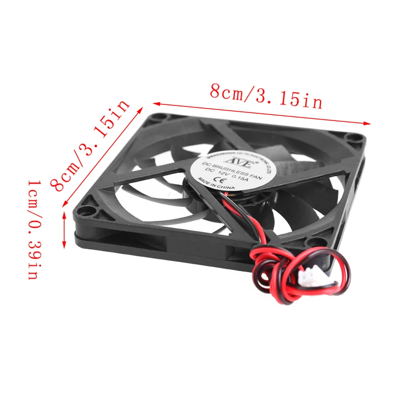 

12V 2-Pin 80x80x10mm PC Computer CPU System Heatsink Brushless Cooling Fan 8010