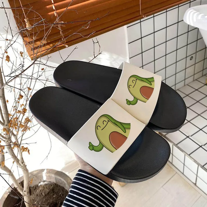 

Women Shoes Summer avocado Home slippers Indoor sandals lovely Cartoon Flat Flip Flops Non-slip Slides Fashion Ladies shoes 2021