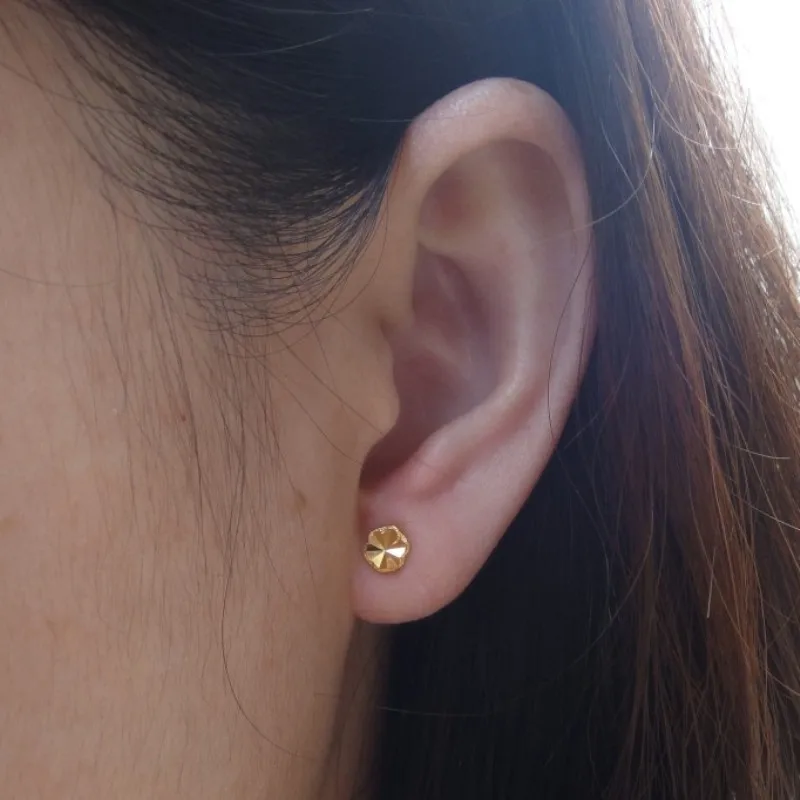 Женские серьги гвоздики Подсолнух сережки из чистого желтого золота 24 К 0 92 г 5 2