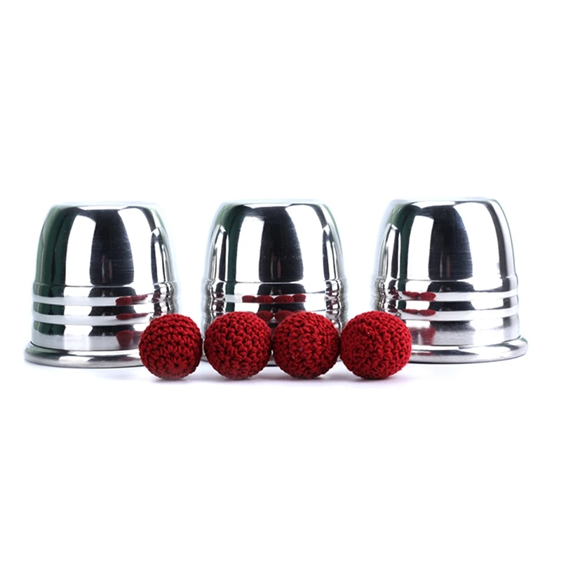 

Super Professional Aluminum Three Cups and Balls , ician Props,ic Tricks ician Close Up Illusion